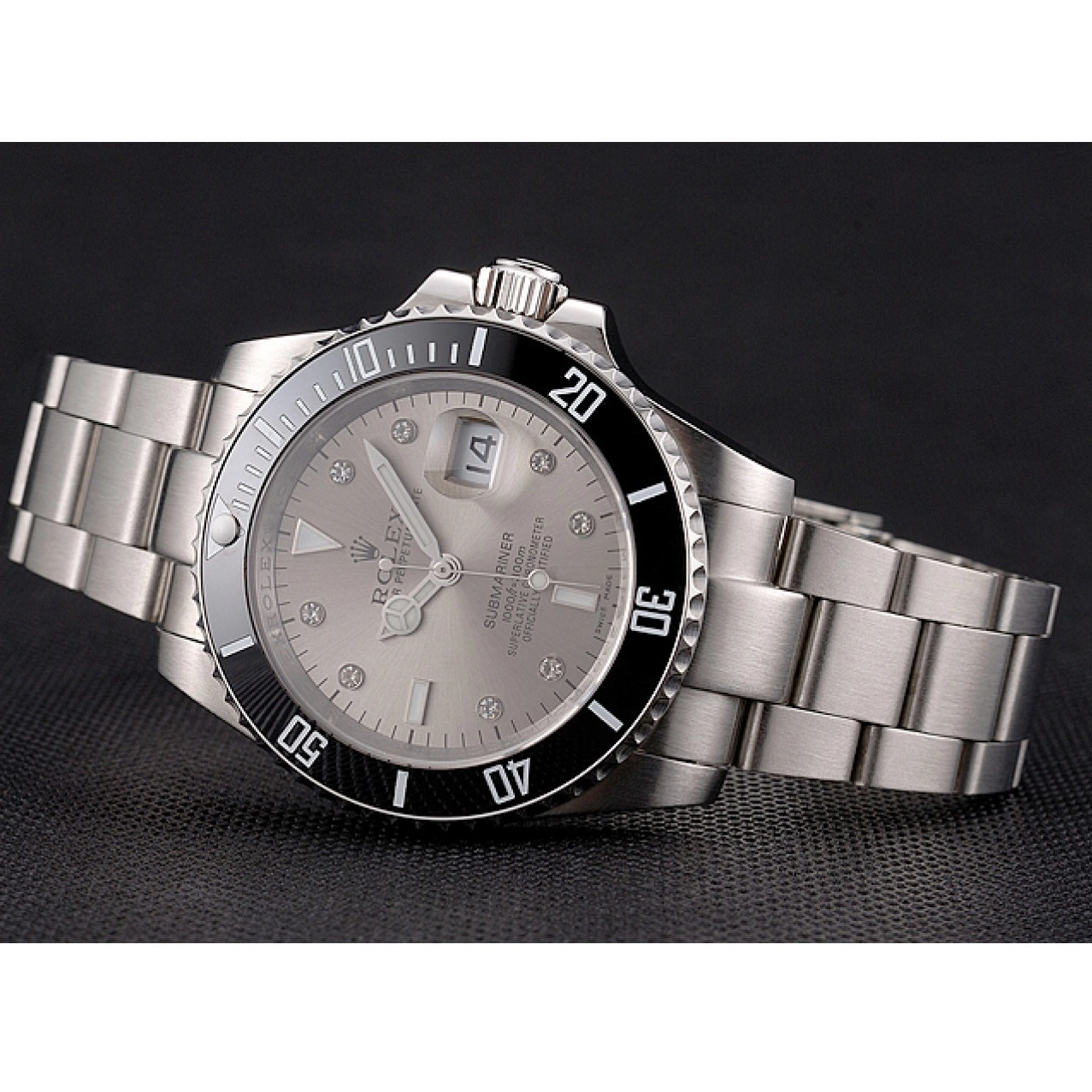 Rolex copies cheap Bezel And Case Submariner Silver Bracelet Stainless Diamond Markings Steel Swiss Rolex Black Dial 0516